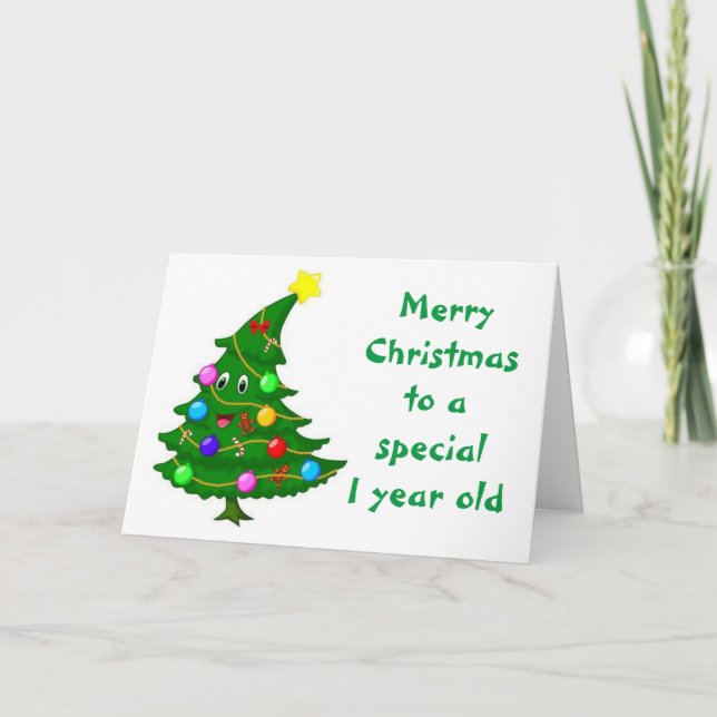 CARTE DE NOËL "ANNÉE 1" AVEC ARBRE SILLY (Devant)