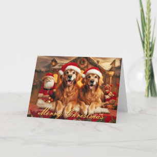 Carte de Noël antique Golden Retriever