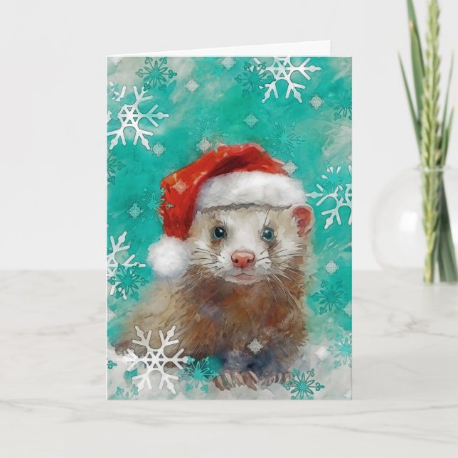 Carte de Noël AP444B1 avec Ferret multimédia mixte (Devant)