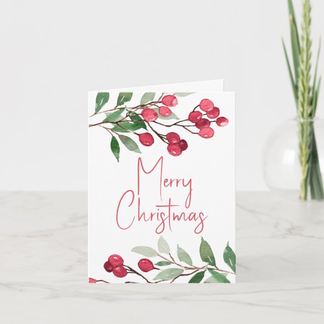 Carte de Noël Aquarelle avec Verse Bible (Devant)