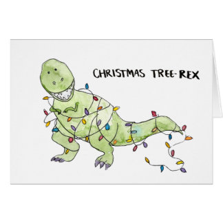Carte de Noël aquarelle drôle de Tree-Rex