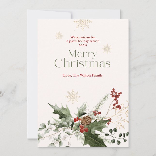 Carte de Noël Aquarelle Famille Minimaliste (Devant)