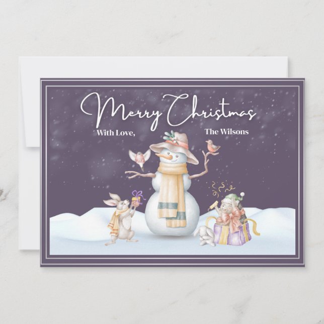 Carte de Noël aquarelle Snowy Scene (Devant)