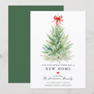 Carte de Noël Arbre à l'aquarelle Nouvelle Maison