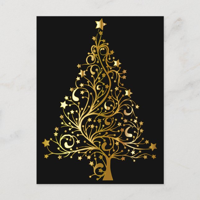 carte de Noël arbre de Noël doré (Devant)