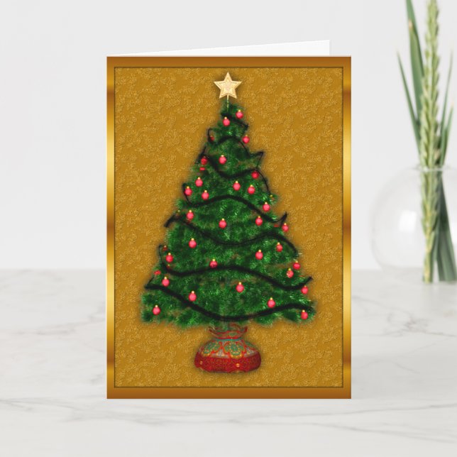 Carte de Noël Arbre d'or (Devant)