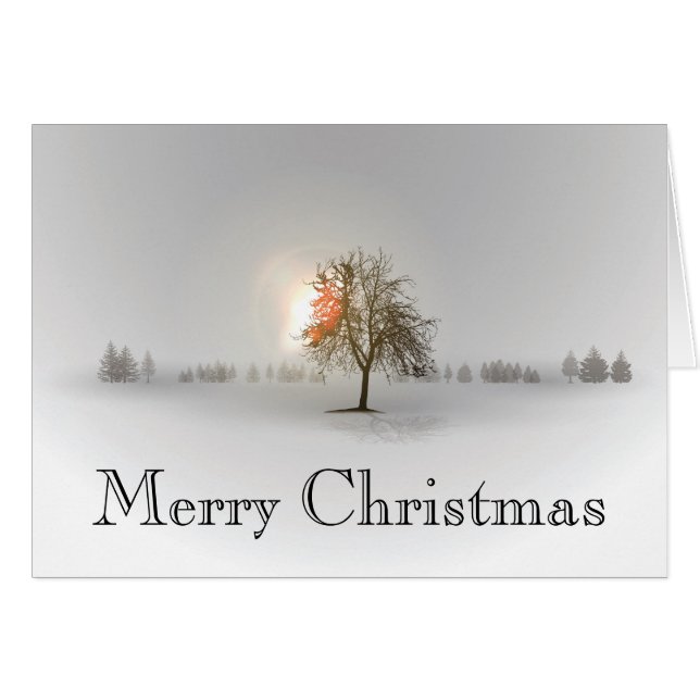 Carte de Noël Arbre Lone (Devant horizontal)