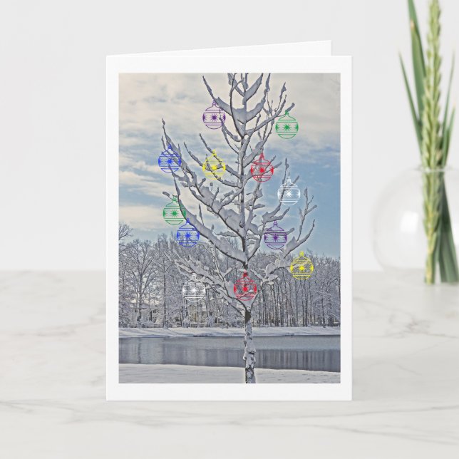 CARTE DE NOËL/ARBRE ROMANTIQUE/COUVERT DE NEIGE DA (Devant)