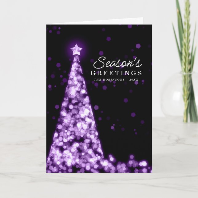 Carte de Noël | Arbre Xmas moderne violet (Devant)