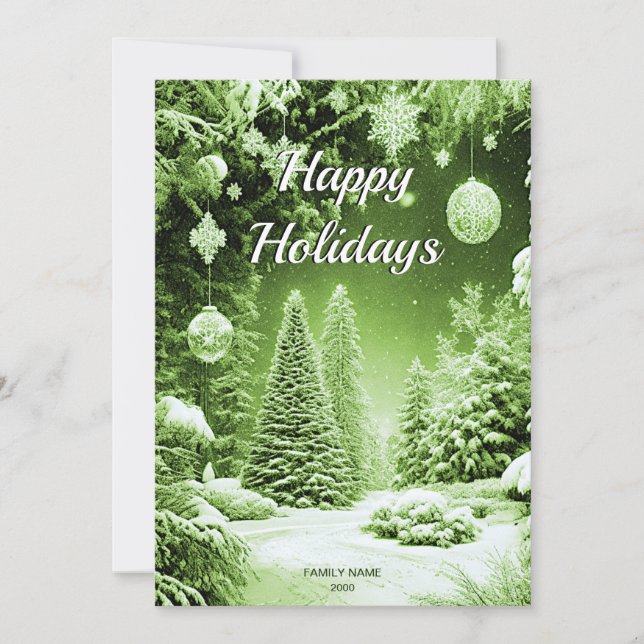 Carte de Noël Arbres verts (Devant)