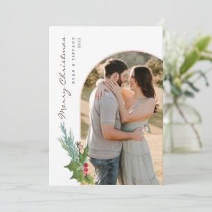 Carte de Noël Arc Photo Moderne Avec Holly