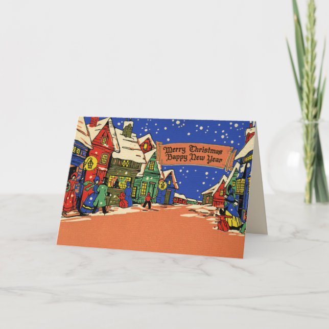 Carte de Noël Art déco vintage (Devant)