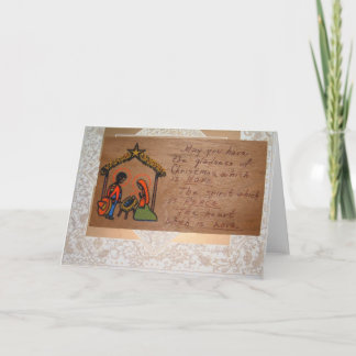 Carte de Noël artisanale sur bois et médias mixtes