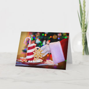 Carte de Noël assiette à biscuits du Père Noël