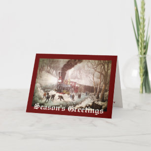 Carte de Noël attachée de train de neige
