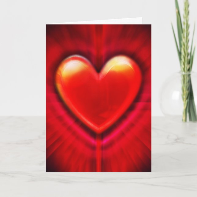 Carte de Noël au coeur rouge avec amour. (Devant)