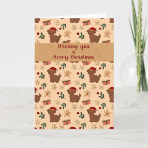 Carte de Noël au pain d'épice avec un chiot fantai