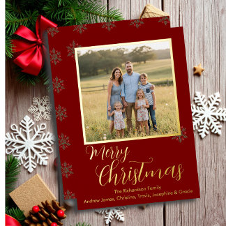 Carte de Noël au papier alu or et rouge