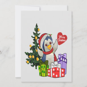 Carte de Noël au pingouin adorable