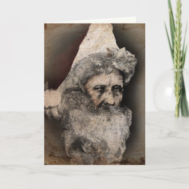 Carte de Noël au visage de Père Noël effrayant dér (Devant)