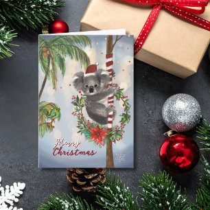Carte de Noël australienne Koala mignon   Palmier