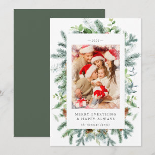Carte de Noël aux Baies de Pin Rustiques
