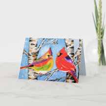 Carte de Noël aux cardinaux de Noël