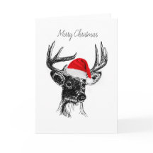 Carte de Noël aux cerfs blancs