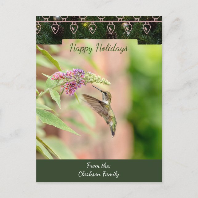 Carte de Noël aux colibris à gorge rubis (Devant)