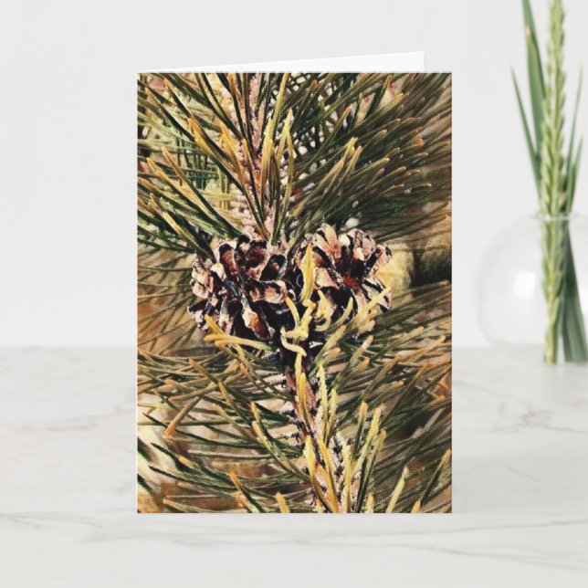 Carte de Noël aux Cônes de Pin Peints (Devant)