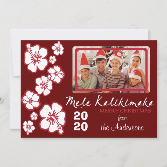 Carte de Noël aux hibiscus rouges (Devant)