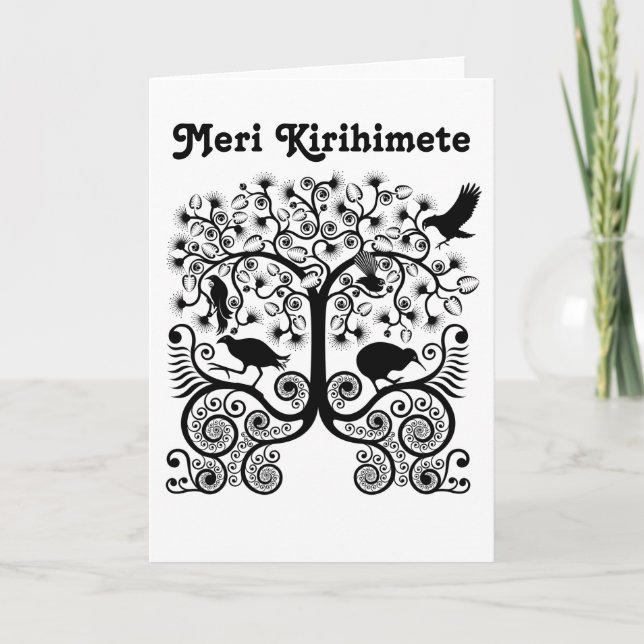 Carte de Noël aux oiseaux natifs NZ (Devant)