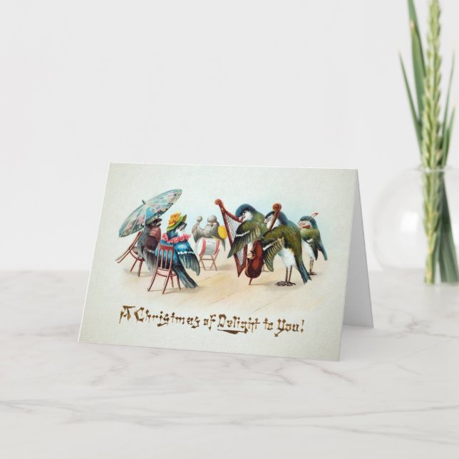 Carte de Noël aux oiseaux victoriens (Devant)