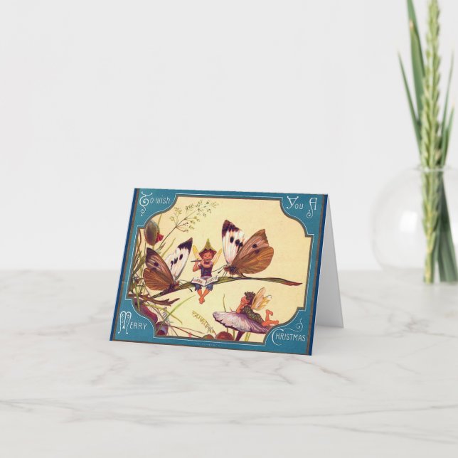 Carte de Noël aux papillons de fée (Devant)