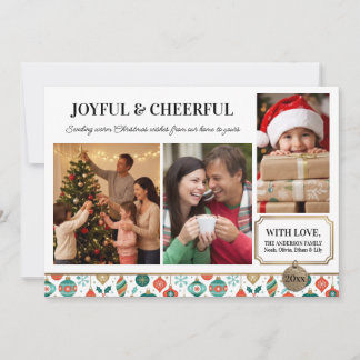 Carte de Noël aux rayures joyeuses et audacieuses