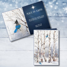 Carte de Noël aux Trembles d'Hiver avec Geai de St