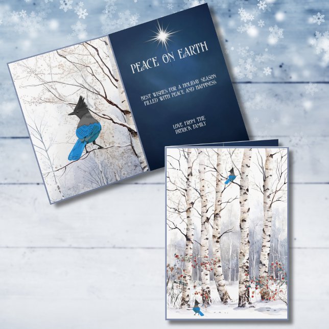 Carte de Noël aux Trembles d'Hiver avec Geai de St (Créateur téléchargé)