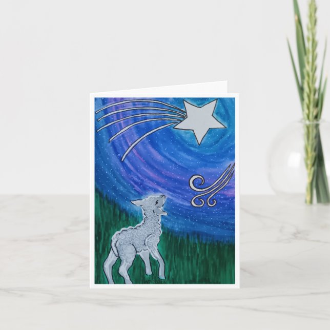 Carte de Noël avec agneau et étoile (Devant)