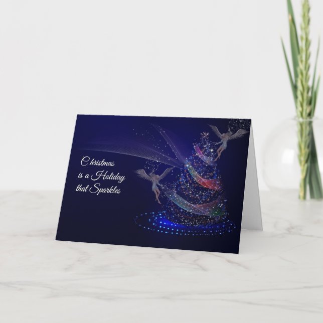 Carte de Noël avec Arbre d'Étincelle (Devant)