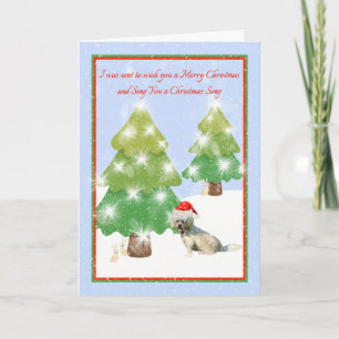 Carte de Noël avec chien blanc
