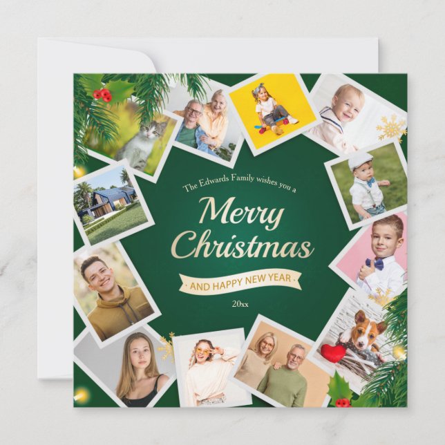 Carte de Noël avec collage de 12 photos de Noël (Devant)