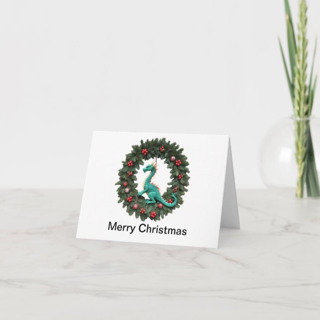 Carte de Noël avec couronne de dragon (Devant)