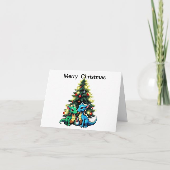 Carte de Noël avec de mignons dragons (Devant)