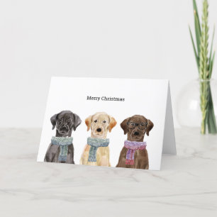 Carte de Noël avec des labradors d'hiver