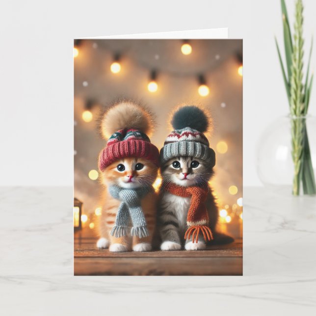Carte de Noël avec deux chats (Devant)