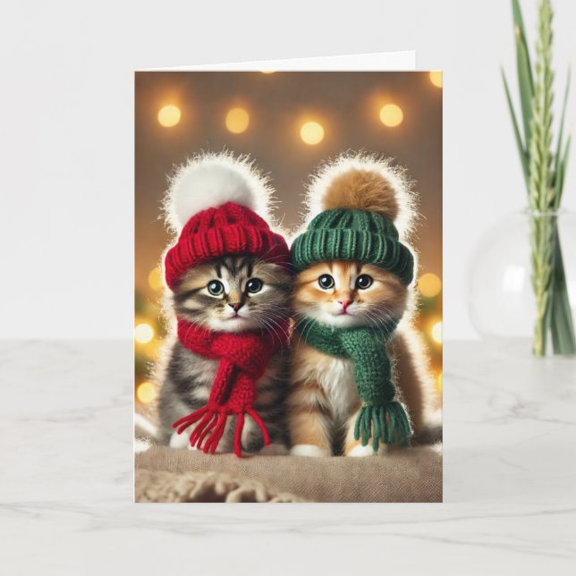 Carte de Noël avec deux chats (Devant)