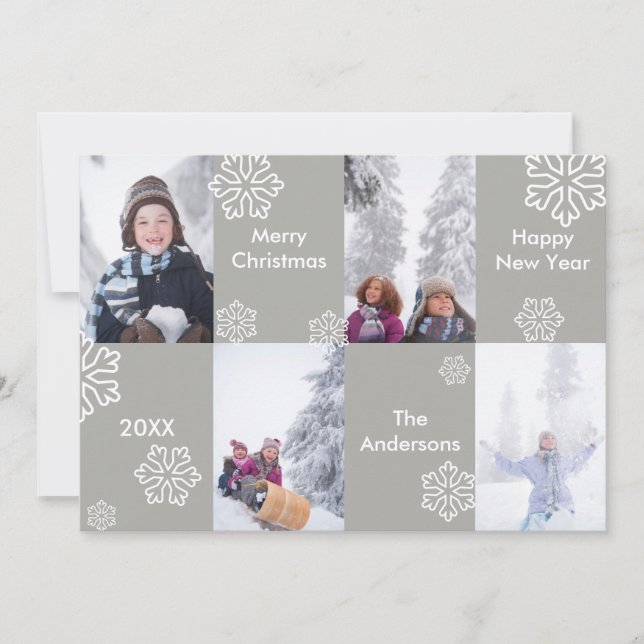 Carte de Noël avec Fond Gris 4 Photos (Devant)