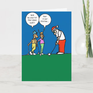 Carte de Noël avec illustration Père Noël de golf