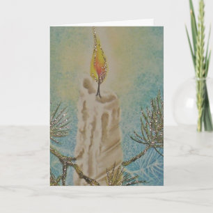 Carte de Noël, avec la bougie vintage