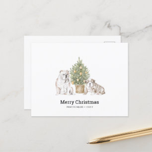 Carte de Noël avec la famille anglaise Bulldog